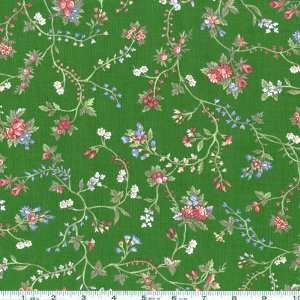  45 Wide Haussmann 1800s Floral Vines Dark Green Fabric 