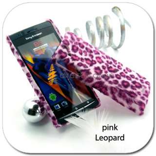 Pink Leopard VELVET Felt Hard Skin Case Cover Sony Ericsson Xperia Arc 