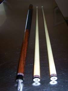 SIGNED VINTAGE PHILLIPPI BILLIARD POOL CUE, 2 SHAFTS, WILL GIVE A 2ND 