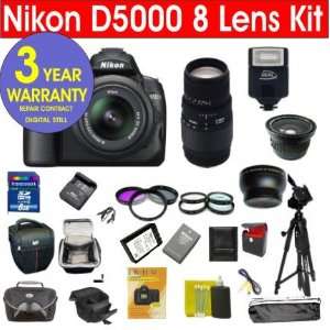  Nikon D5000 12.3 MP Digital SLR Camera with 8 Lens Deluxe 