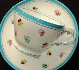 ANTIQUE MINTON TWIST HANDLE AZUREAN BLUE Tea cup and saucer  