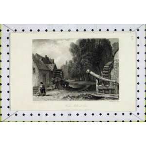  View Water Mills Country Scene Wallis Antique Print: Home 
