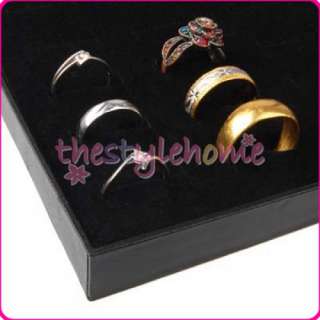 36 Slot Velvet Jewelry Ring Case Display Box Tray Black  