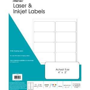  / Inkjet, Matte 10 Up 4 X 2 White Shipping Label Compare to Avery 
