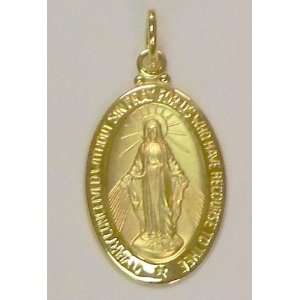  14kt. Yellow Gold Miraculous Oval Medal Pendant Made From 
