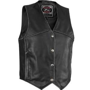  River Road Womens Rambler Leather Vest   Small/Black 