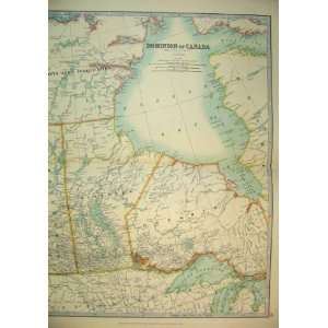  1910 Map Central Canada Hudson Bay Ontario Manitoba