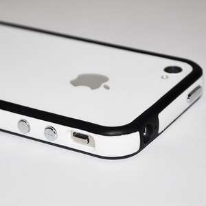   Black Hard Bumper Case Cover W/ Metal Buttons For Apple iPhone 4 S 4S