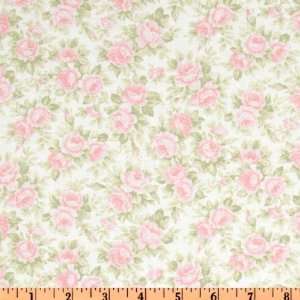   Pristine Small Roses Pink Fabric By The Yard: Arts, Crafts & Sewing