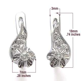 Russian style Diamond Earrings 14k White Gold 585 E925  