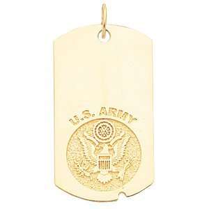  1 5/8in U.S. Army Dog Tag   10k Yellow Gold Jewelry