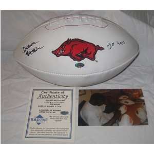   McFadden Signed Football   Arkansas Logo WGo Hogs