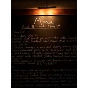 Close Up of Restaurant Menu on Blackboard in England Photographic 