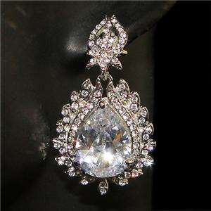 Wedding Leaf Teardrop Dangler Earring Swarovski Crystal  