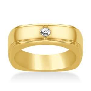  18K Yellow Gold Mens Diamond Ring Jewelry