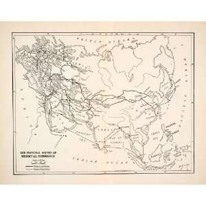  1928 Print Map Medieval Commerce Arctic Ocean Arabia 
