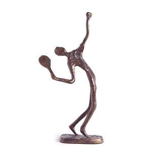  Male Tennis Player Cast Bronze Sculpture Figurine: Home 