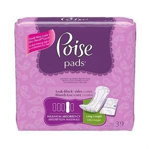  Poise Pads, Long Length, Maximum Absorbency 39 pads 