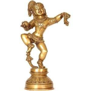  Dancing Baby Krishna   Brass Sculpture