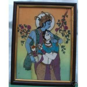   of Radha & Krishna, Painting made with Gem Art Stone 