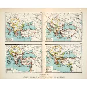  1919 Lithograph Map Bulgaria Europe Empire Serbia Croatia 