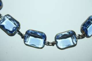 Vintage Art Deco Large Open Back Bezel Set Sapphire Blue Color Glass 