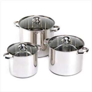    Stainless Steel Stock Pot Set  Glass Lids: Kitchen & Dining