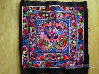 Antique miao hmong machinemade embroidery flower bird  