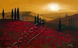 Tuscan Landscape I by pollard Red Poppies 12x16 signed print  