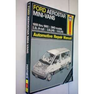  Ford Aerostar Mini Vans 1986 thru 1992    2WD Models    2 