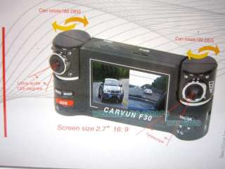 New F30 Dual lens IR Car Vehicle Dash Dashboard Camera Cam Mini DVR 