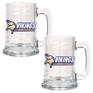  Minnesota Vikings 2pc 15oz Glass Tankard Set Sports 