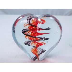  Murano Design Double Spiral Heart Paperweight PW 835: Home 