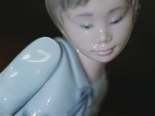 Nao Lladro Girl With Bunny Dog Figurine Made In Spain  