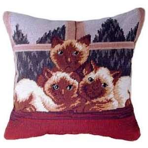  Siamese Cats Needlepoint Pillow: Home & Kitchen
