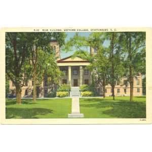 1940s Vintage Postcard Main Building   Wofford College   Spartanburg 