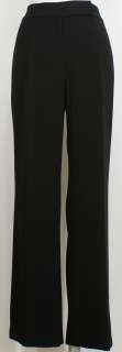 NWT Tahari Black Wool Faux Leather Trm Pant Suit 16W  