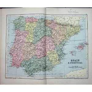   Map C1882 Spain Portugal Ibiza Majorca Gibraltar
