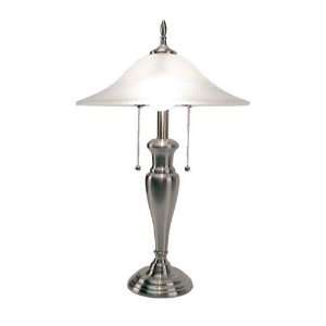  25” Brushed Steel Dbl Pull Tbl Lamp