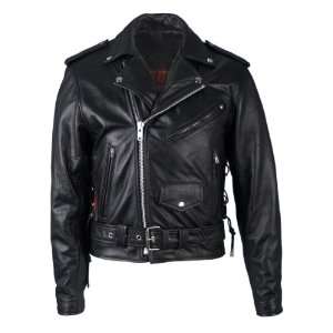  Hot Leathers Black Size 46 Classic Motorcycle Jacket with 