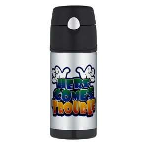    Thermos Travel Water Bottle Here Comes Trouble 
