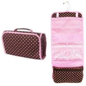   with Pink Polka Dots Hanging Travel Toiletry Cosmetic Bag Beauty