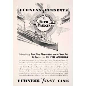  1929 Ad Furness Prince Cruise Ship South America Travel 