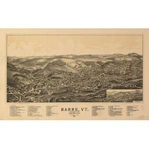   Panoramic Map Barre, Vt. the Granite City 1891.