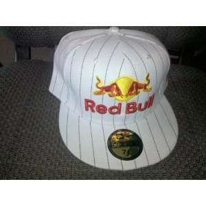  White Red Bull Hat with Black Pinstripes size 71/2 