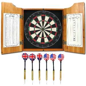 Solid Wood Dart Cabinet with Dartboard and Darts NEW  