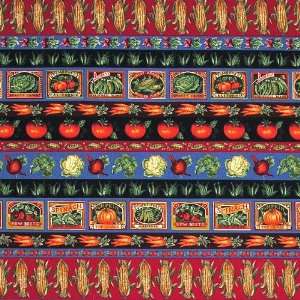   Harvest Veggie Stripes Denim Fabric By The Yard: Arts, Crafts & Sewing