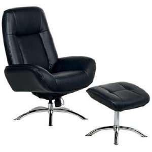   Black Leather Swivel Recliner and Ottoman: Home Improvement