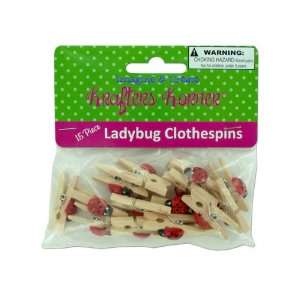  15pc Wooden Ladybug Clothespins Arts, Crafts & Sewing