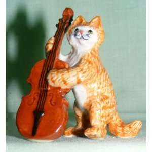  KLIMA Ginger CAT Tabby plays DBL BASS Cello Porcelain #4 